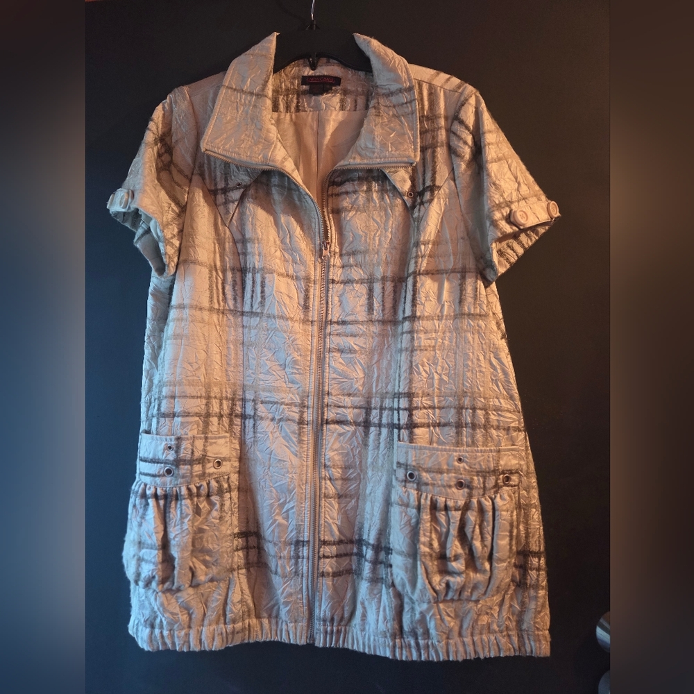 Simon Chang Beige and Brown Plaid Tunic